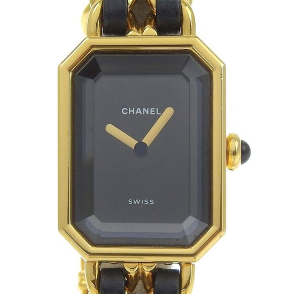 CHANEL Premiere L Watches H0001 blackDial Plated Gold/leather Quartz - Picture 1 of 8